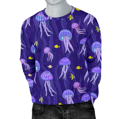 Jellyfish Style Print Men Long Sleeve Sweatshirt