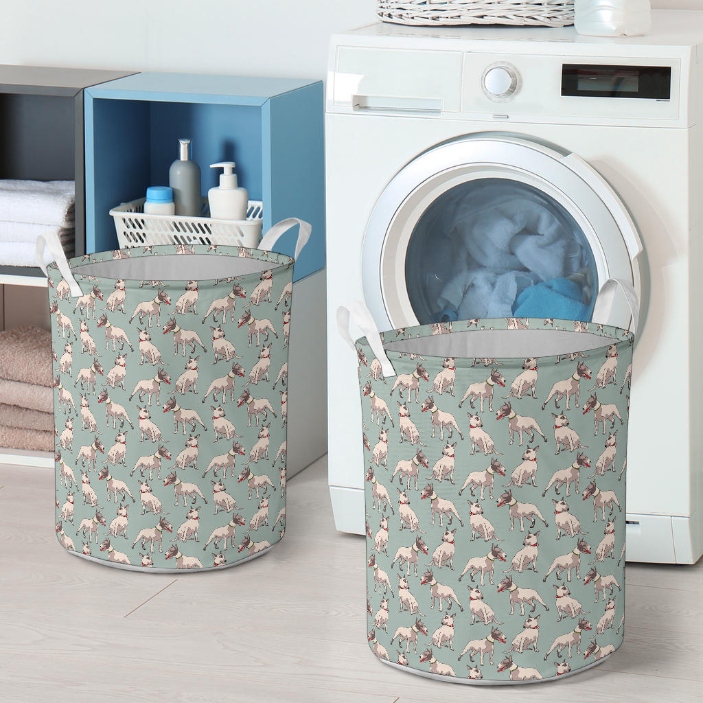 Bull Terrier Cute Print Pattern Laundry Basket
