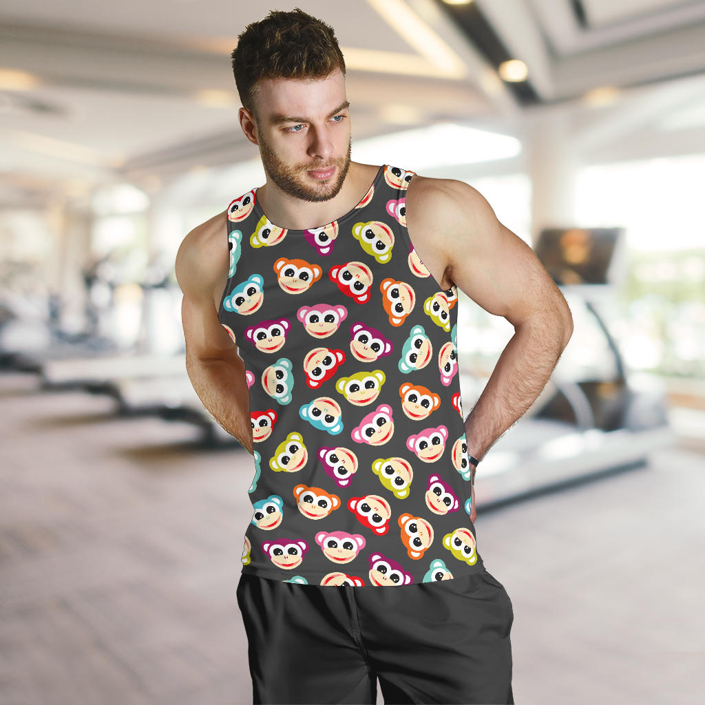 Monkey Head Design Themed Print Men Tank Top