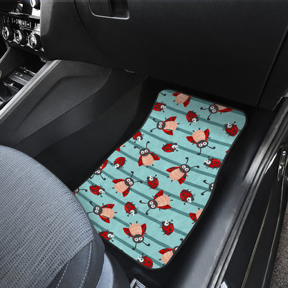Ladybug Happy Print Pattern Car Floor Mats Front Back