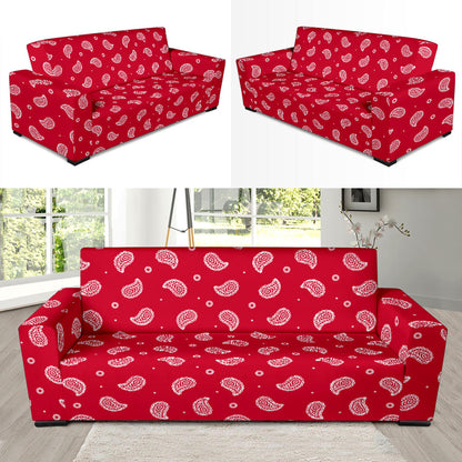 Bandana Red Paisley Print Design LKS305 Sofa Slipcover