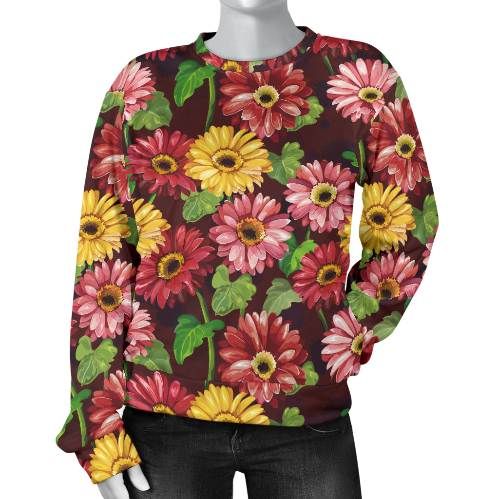 Daisy Gerbera Print Pattern Women Long Sleeve Sweatshirt