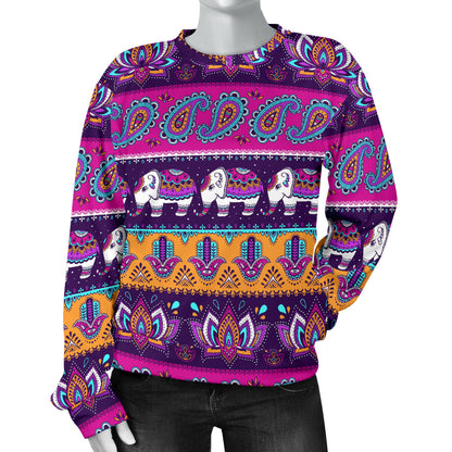Boho Indian Style Pattern Women Long Sleeve Sweatshirt