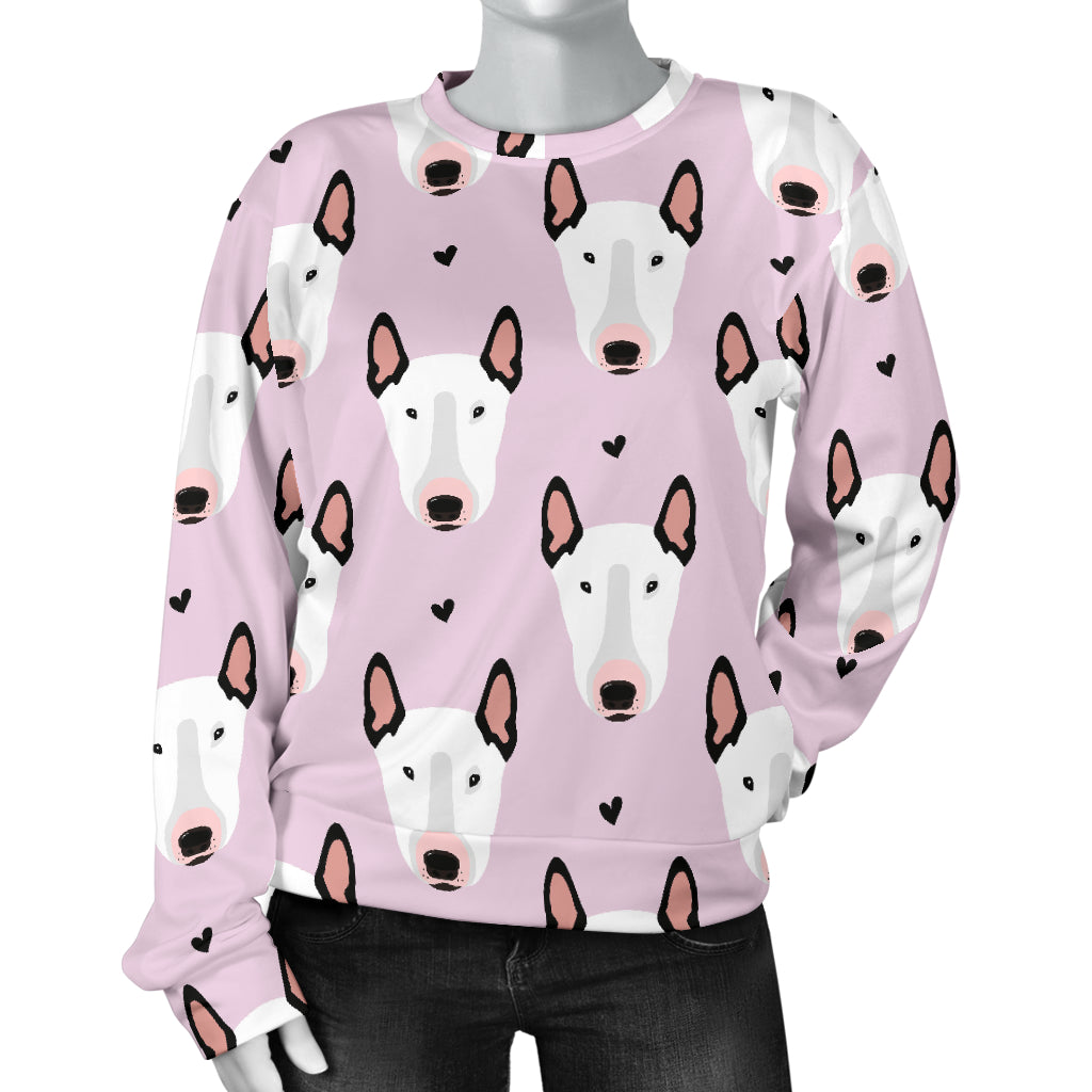 Bull Terrier Pink Print Pattern Women Long Sleeve Sweatshirt