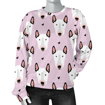 Bull Terrier Pink Print Pattern Women Long Sleeve Sweatshirt
