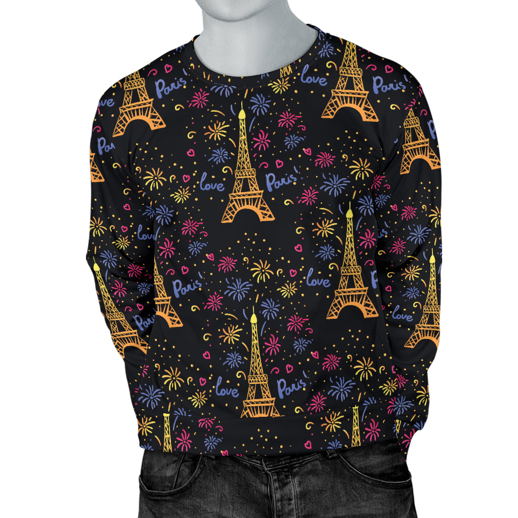 Eiffel Tower Love Paris Print Men Long Sleeve Sweatshirt