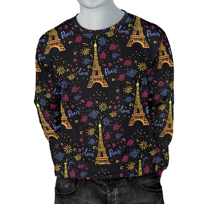 Eiffel Tower Love Paris Print Men Long Sleeve Sweatshirt