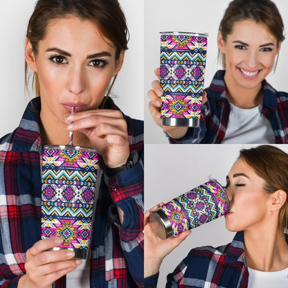 Aztec Pink Geometric Print Pattern Tumbler