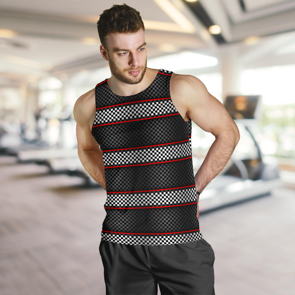 Checkered Flag Red Line Style Men Tank Top