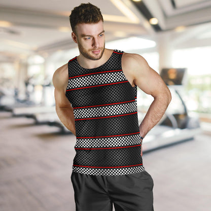 Checkered Flag Red Line Style Men Tank Top