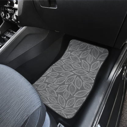 Elm Leave Grey Print Pattern Car Floor Mats Front Back