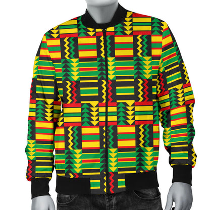 African Zip Zag Print Pattern Men Bomber Jacket
