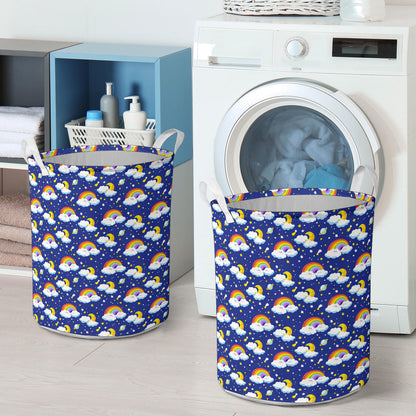 Rainbow Space Design Print Laundry Basket