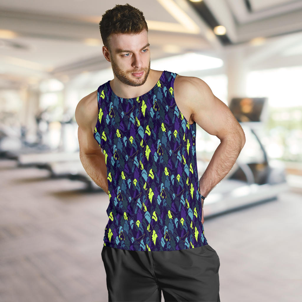 Shark Neon color Print Men Tank Top