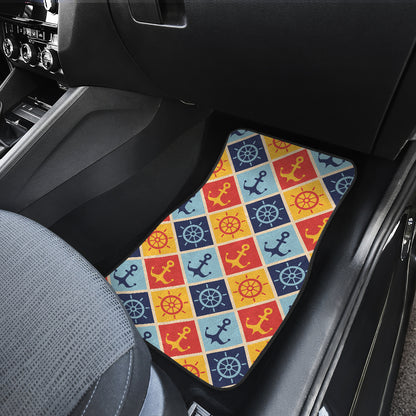 Nautical Pattern Design Themed Print Car Floor Mats Front Back