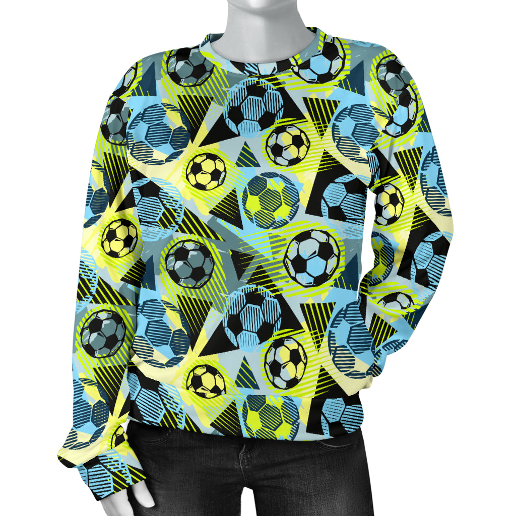 Soccer Ball Themed Print Design Women Long Sleeve Sweatshirt