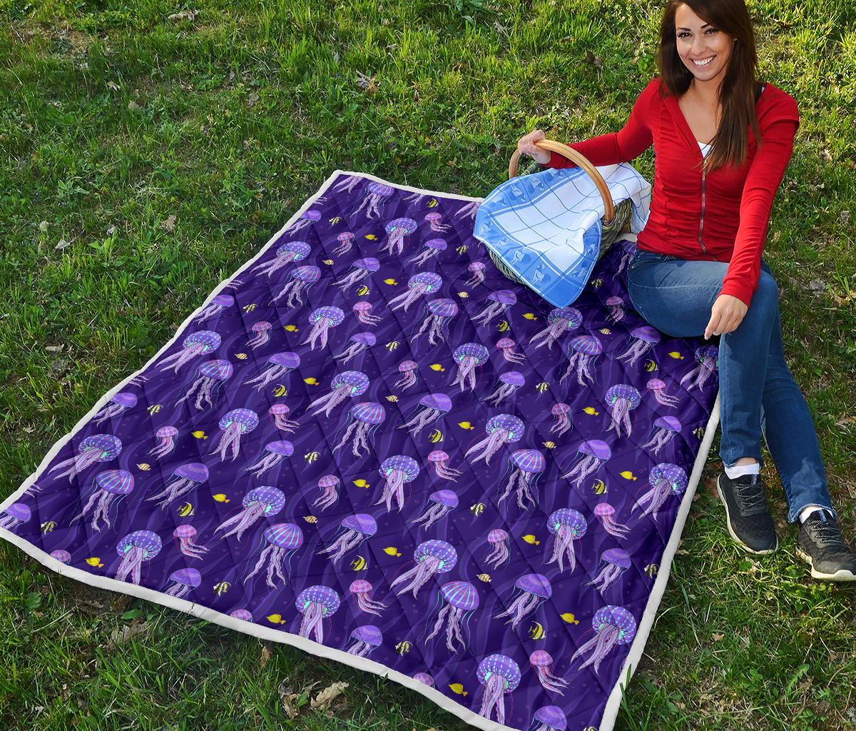 Jellyfish Style Print Quilt Bedspread