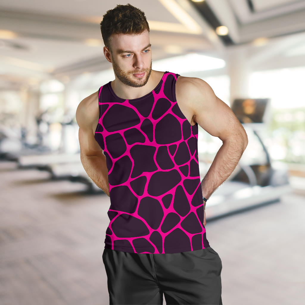 Giraffe Pink Background Texture Print Men Tank Top