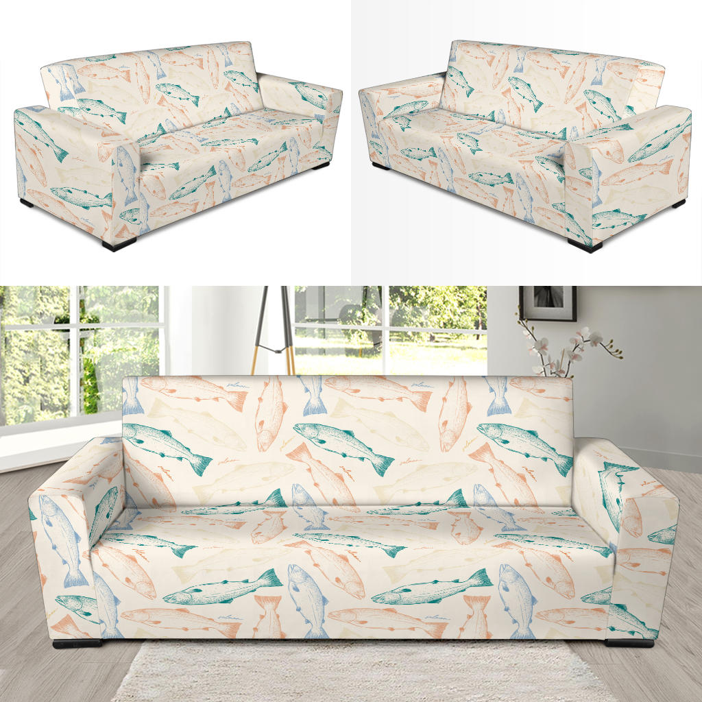 Salmon Fish Print Design LKS305 Sofa Slipcover