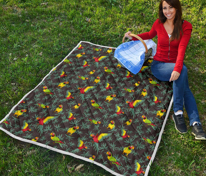 Parrot Themed Print Quilt Bedspread