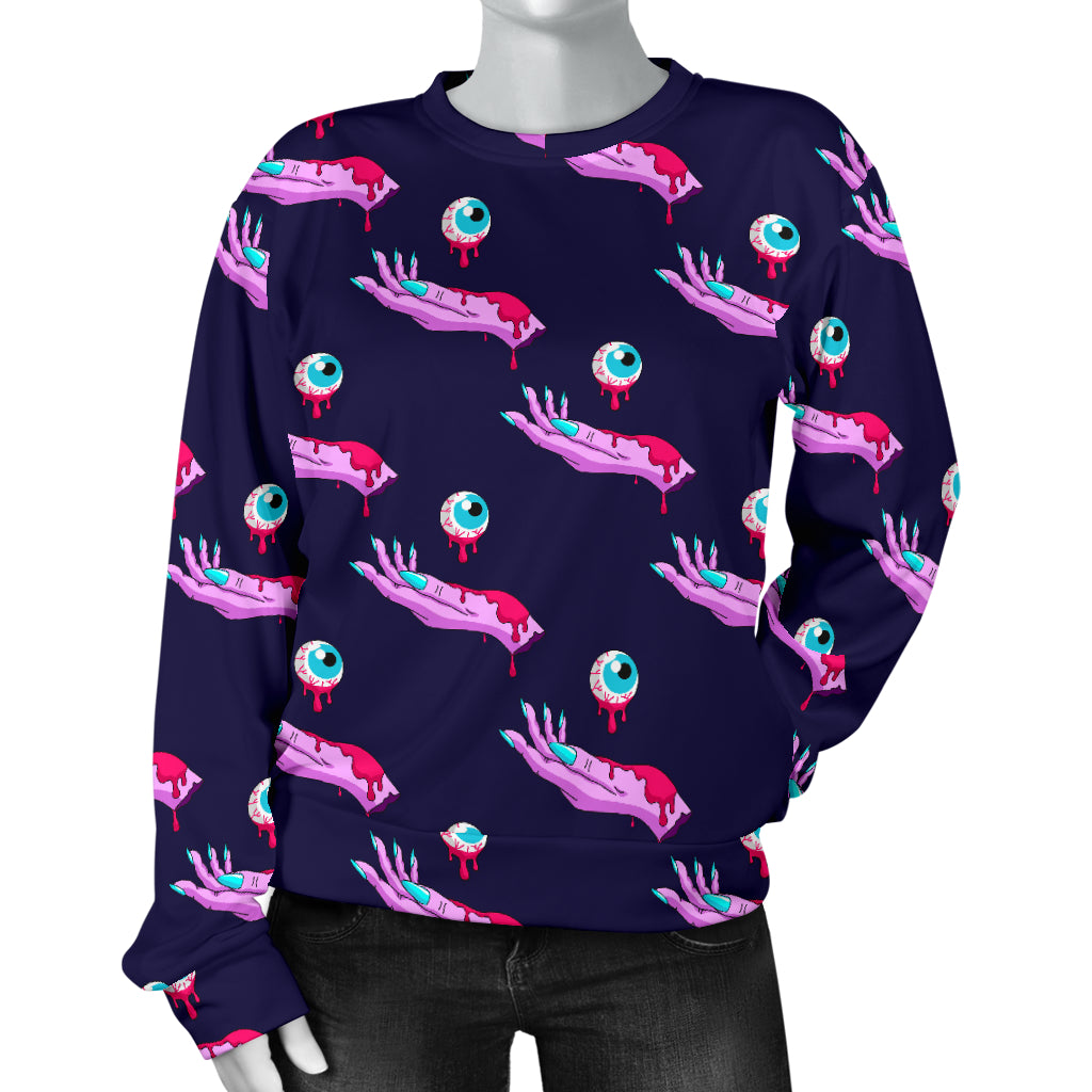 Zombie Pink Hand Design Pattern Print Women Long Sleeve Sweatshirt