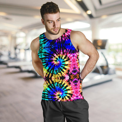Tie Dye Rainbow Design Print Men Tank Top