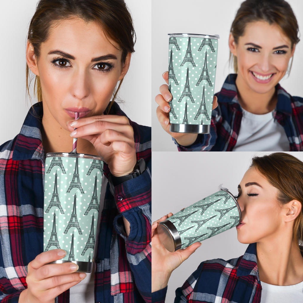 Eiffel Tower Polka Dot Print Tumbler