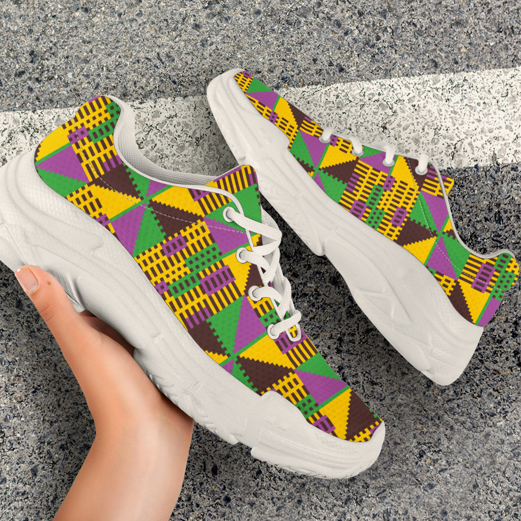 Kente Triangle Design African Print Chunky Sneakers