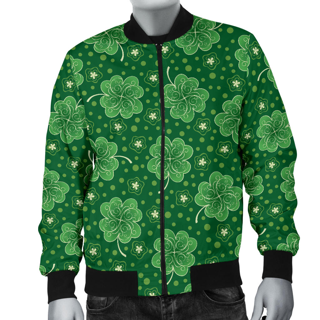 Shamrock Design Print Men Bomber Jacket
