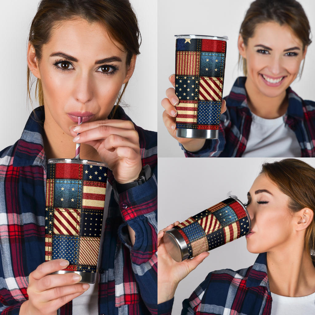 American flag Patchwork Design Tumbler
