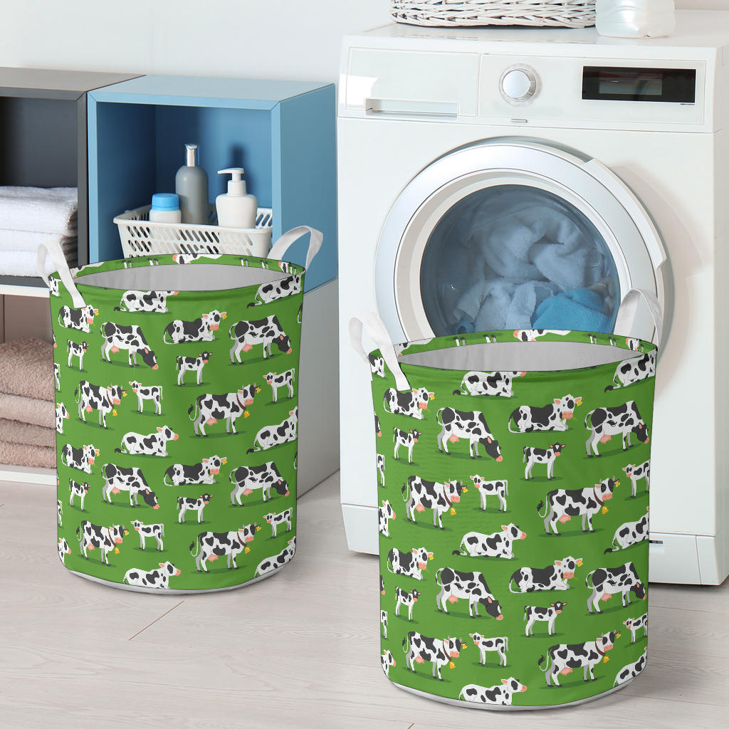 Cow Happy Print Pattern Laundry Basket