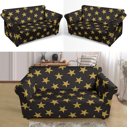 Star Gold Print Design LKS302 Loveseat Couch Slipcover