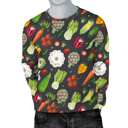 Vegan Pattern Themed Design Print Men Long Sleeve Sweatshirt