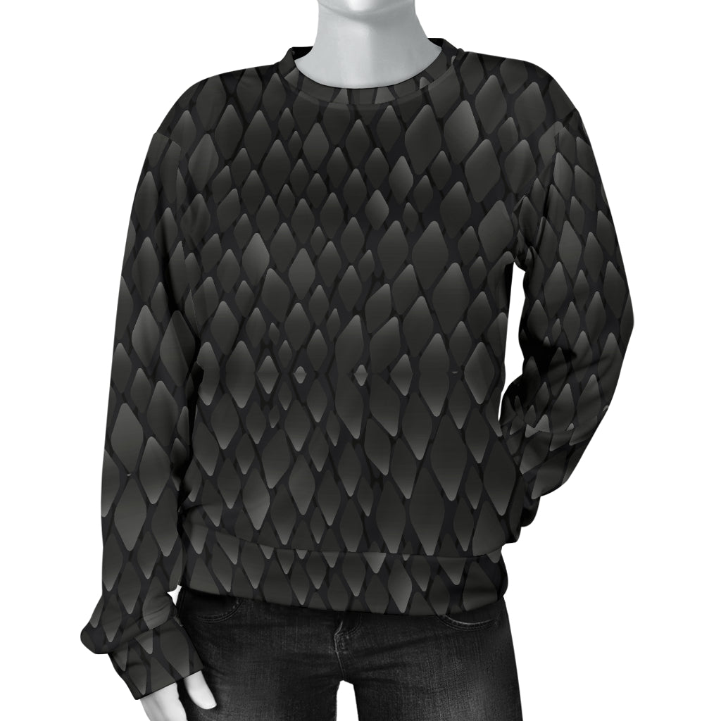 Snake Skin Black Print Women Long Sleeve Sweatshirt