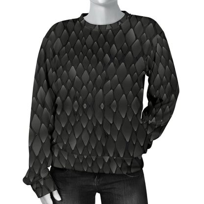 Snake Skin Black Print Women Long Sleeve Sweatshirt