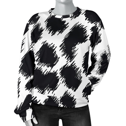 Cheetah Black Print Pattern Women Long Sleeve Sweatshirt