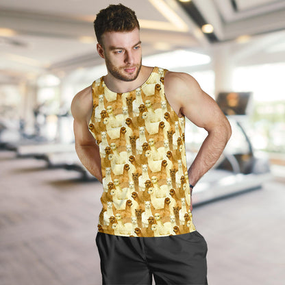 Alpaca Watercolor Design Themed Print Men Tank Top