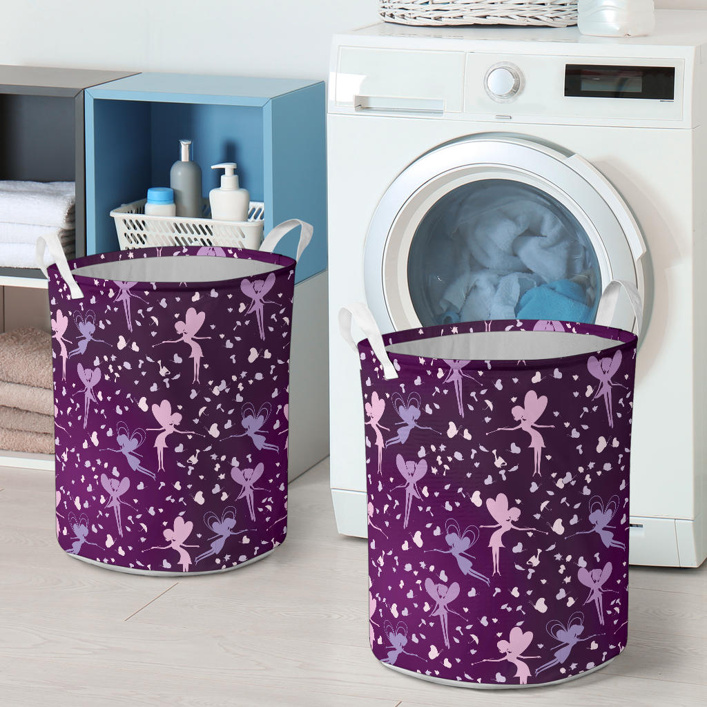 Fairy Pink Print Pattern Laundry Basket