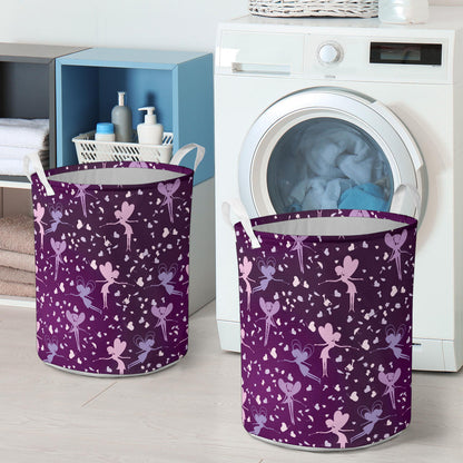 Fairy Pink Print Pattern Laundry Basket