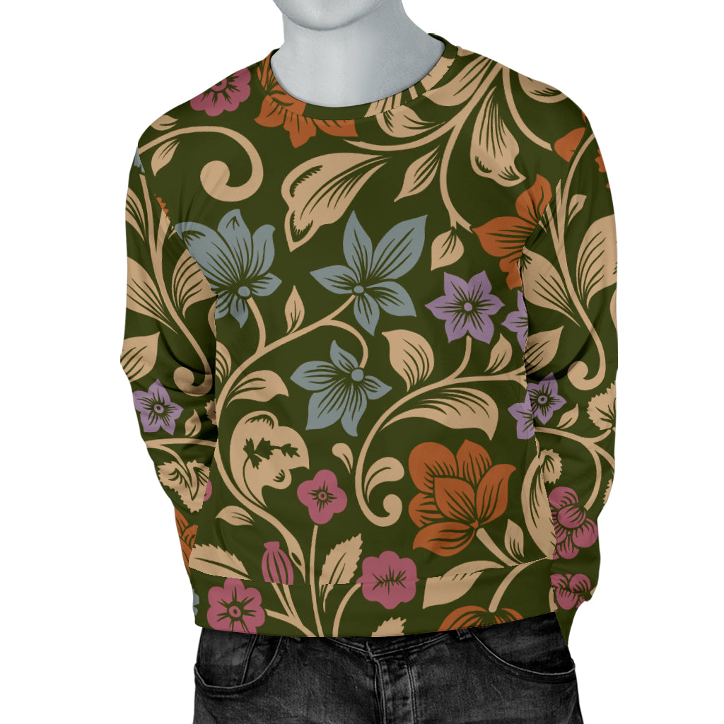 Floral Vintage Print Pattern Men Long Sleeve Sweatshirt