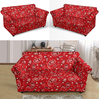 Bandana Paisley Red Print Design LKS3011 Loveseat Couch Slipcover