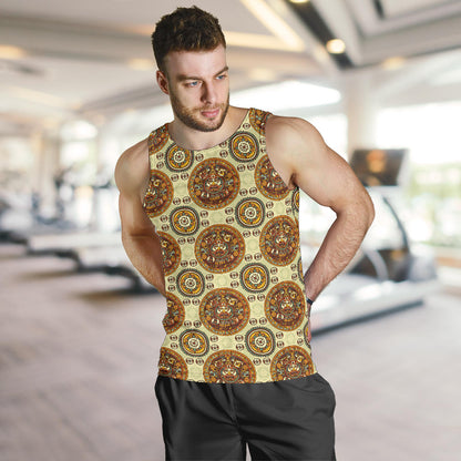 Calendar Aztec Themed Print Pattern Men Tank Top