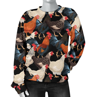 Chicken Print Pattern Women Long Sleeve Sweatshirt