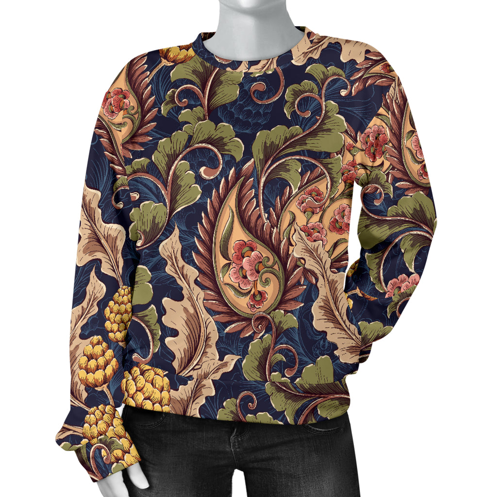 Floral Vintage Classic Print Women Long Sleeve Sweatshirt