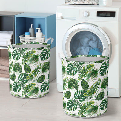 Green Pattern Tropical Palm Leaves Laundry Basket