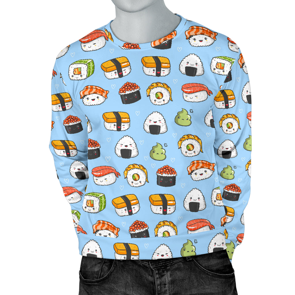 Sushi Cartoon Design Men Long Sleeve Sweatshirt