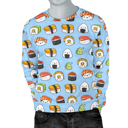 Sushi Cartoon Design Men Long Sleeve Sweatshirt