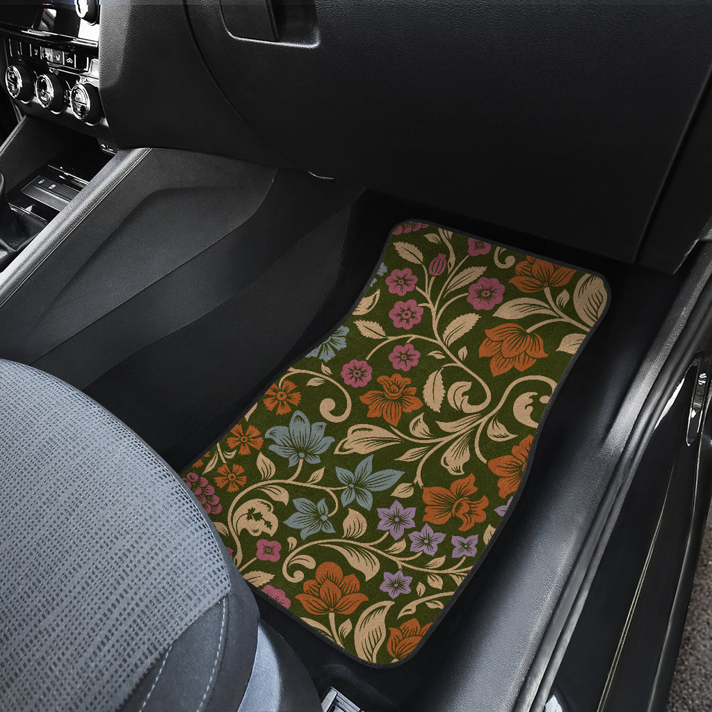 Floral Vintage Print Pattern Car Floor Mats Front Back