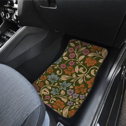 Floral Vintage Print Pattern Car Floor Mats Front Back