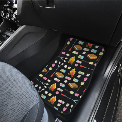 Camping Campfire Marshmallows Car Floor Mats Front Back